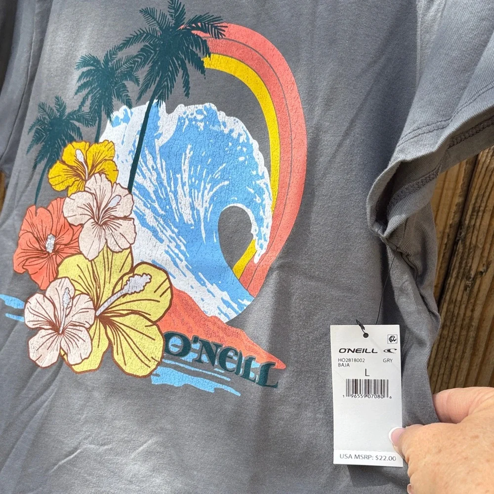 O'Neill Charcoal Tee with Vibrant Surf Design - Picture 2 of 3